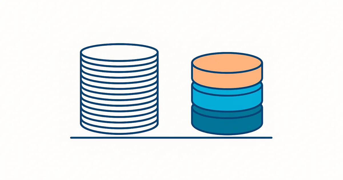 A tall stack of paper-thin discs next to a short stack of thick solid ones