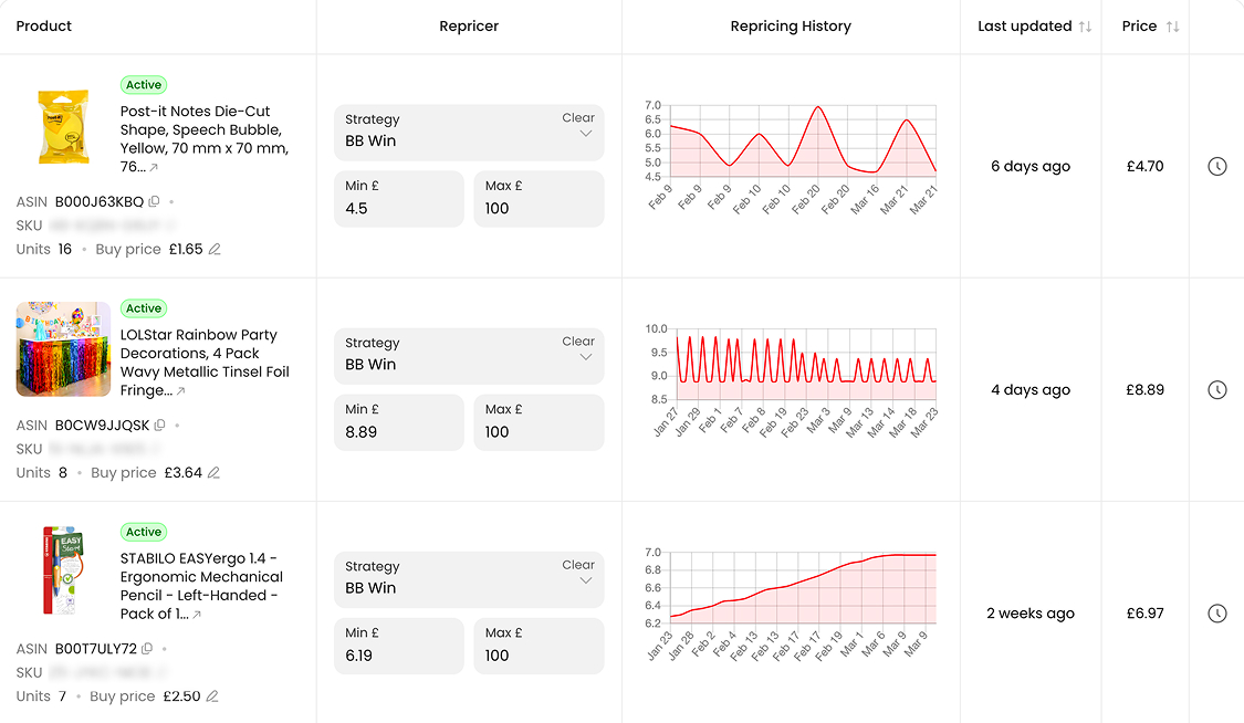 Arbitrage Hero smart repricer strategies and price monitoring